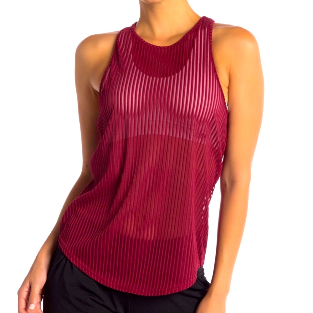 ALO Yoga Essence Sheer Red Workout Tank Top